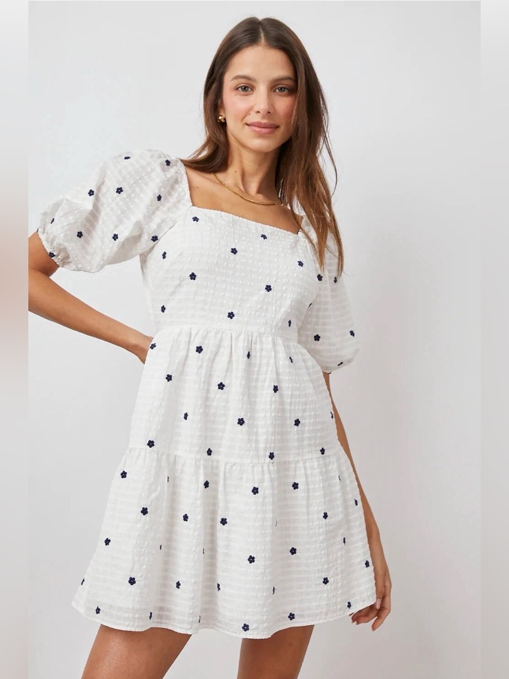 Rails Selene Navy Embroidered Daisies Mini Summer Dress